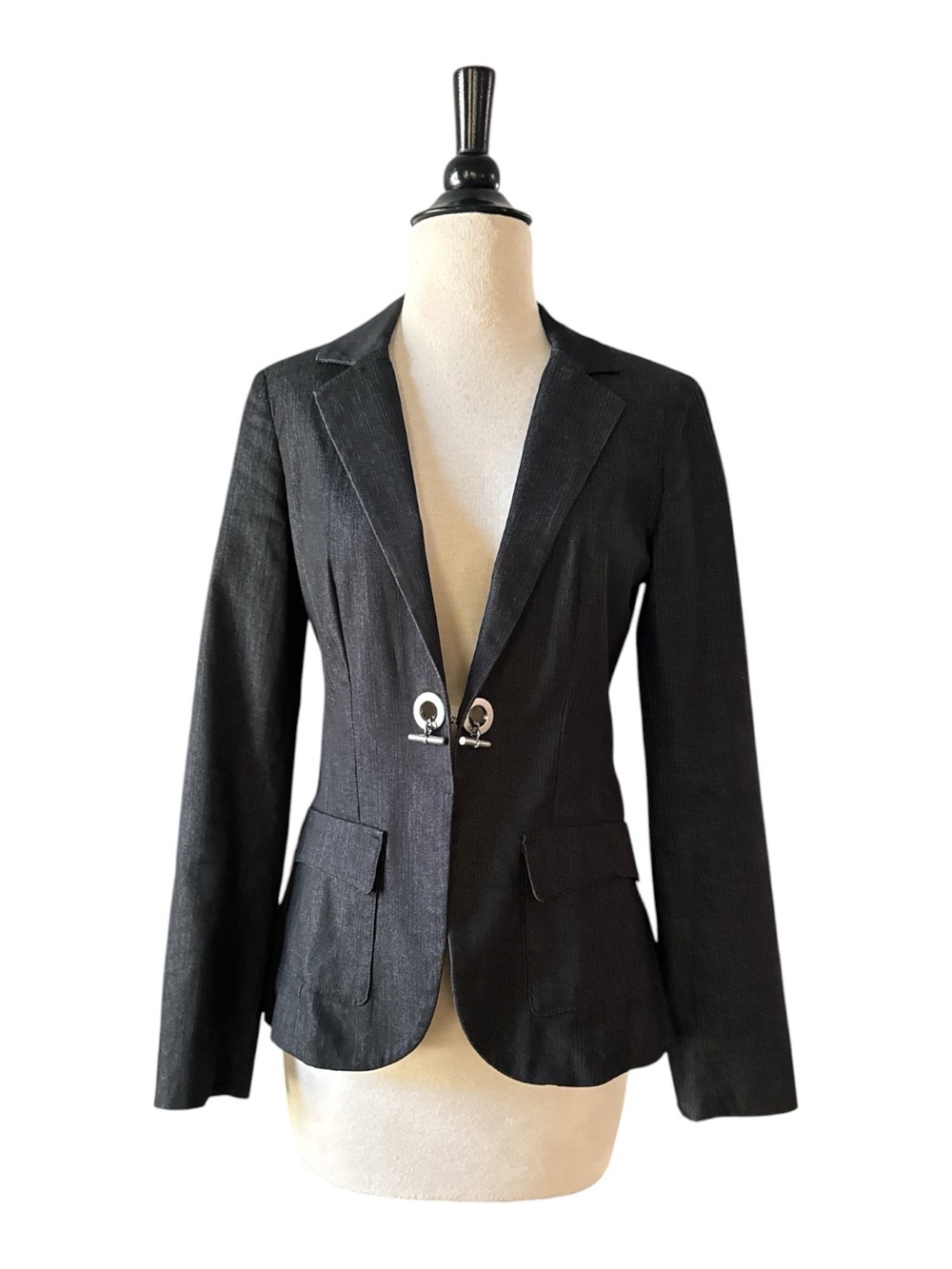 Vintage Laundry by Shelli Segal Black Tailored BlazerSize 4 Notch Lapel Hardware - Picture 3 of 9